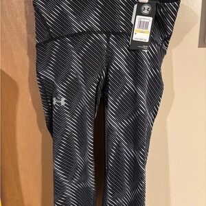 Under Armour Striped Black and White Capri Leggings